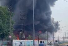 छत्तीसगढ़ राज्य विद्युत वितरण कंपनी के ट्रांसफॉर्मर गोदाम में लगी भीषण आग