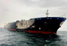 Iran sets giant oil tanker ablaze off Dubai after Trump warnings